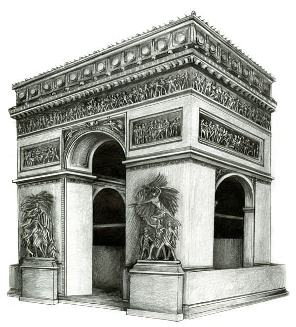 Photo study. L'arc du Triomphe. Pencil.